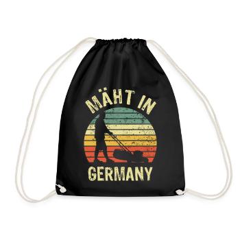Mäht in Germany - Rasenmäher - Mähen - Wortspiel - Turnbeutel - Schwarz - Vorne