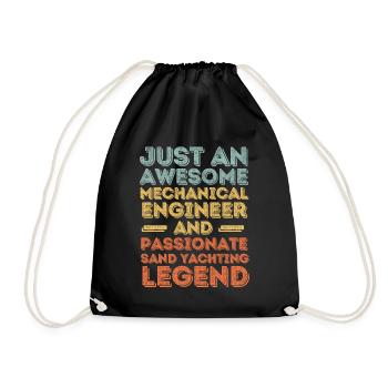 Mechanical engineer sand sailing retro - Drawstring Bag - black - Front