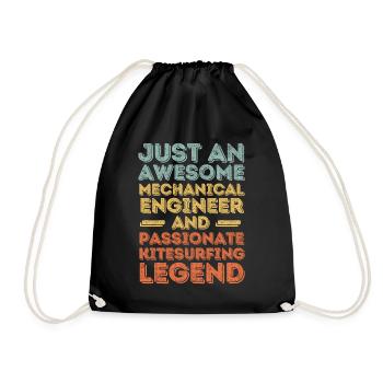 Mechanical Engineer Kitesurfing retro - Drawstring Bag - black - Front