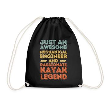 Mechanical Engineer Kayak retro - Drawstring Bag - black - Front