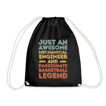 Mechanical Engineer Basketball retro - Drawstring Bag - black - Front