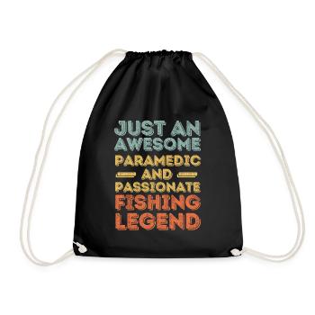 Paramedic fishing retro - Drawstring Bag - black - Front