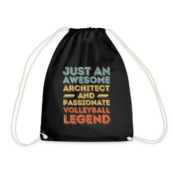 Architekt Volleyball retro - Turnbeutel - Schwarz - Vorne