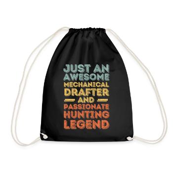 Technical draughtsman hunting retro - Drawstring Bag - black - Front