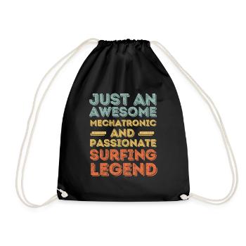 Mechatronics surfing retro - Drawstring Bag - black - Front