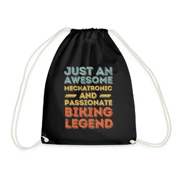 Mechatronics Technician Cycling retro - Drawstring Bag - black - Front