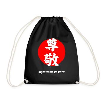Respect Japan quote Japanese kanji words - Drawstring Bag - black - Front