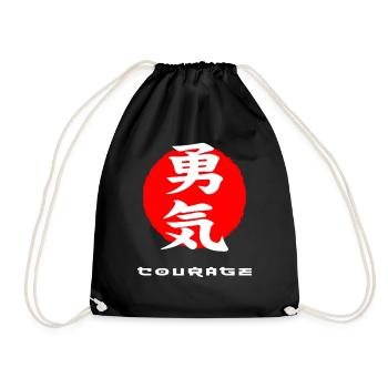 Courage Japan zitiert japanische Kanji-Wörter - Turnbeutel - Schwarz - Vorne