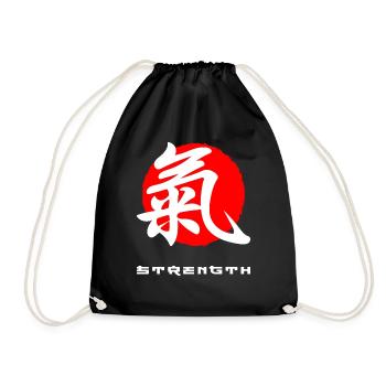 Strength Japan quote Japanese kanji words - Drawstring Bag - black - Front