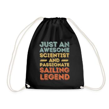 Scientist sailing retro - Drawstring Bag - black - Front