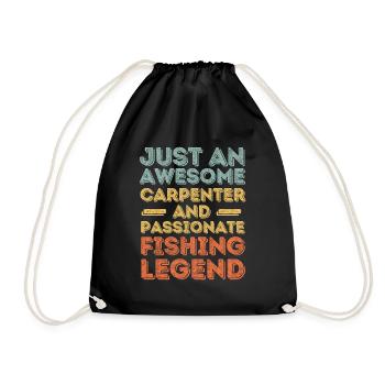 Zimmermann fishing retro - Drawstring Bag - black - Front