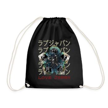 Emblem Japanese Symbol Crest Word Kanji Love - Drawstring Bag - black - Front