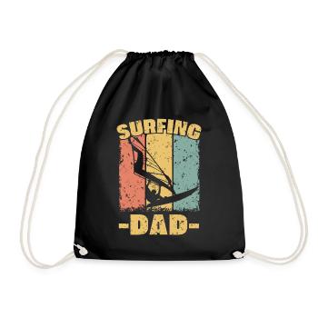 Windsurfing dad retro - Drawstring Bag - black - Front