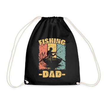 Fishing dad retro - Drawstring Bag - black - Front