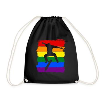 Skateboard LGBT Pride - Drawstring Bag - black - Front