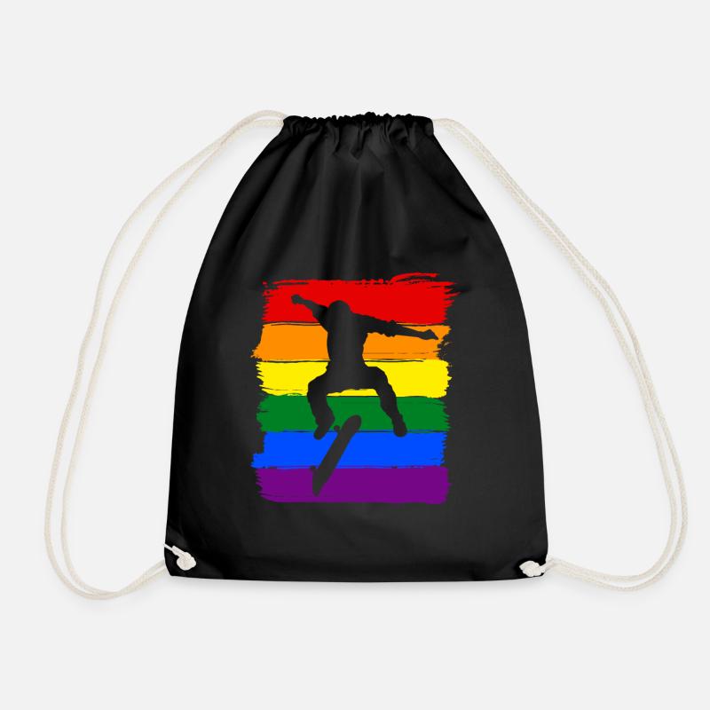 Skateboard LGBT Pride - Drawstring Bag - black