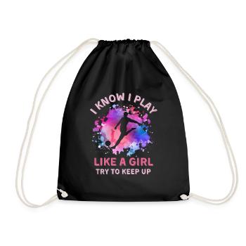 Women Soccer Girl - Drawstring Bag - black - Front