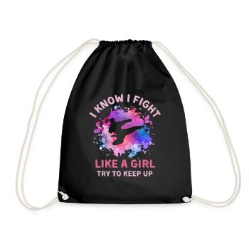 Women Taekwondo Girl - Drawstring Bag - black - Front