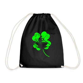 Angeln des St. Patrick's Day Kleeblatts - Turnbeutel - Schwarz - Vorne