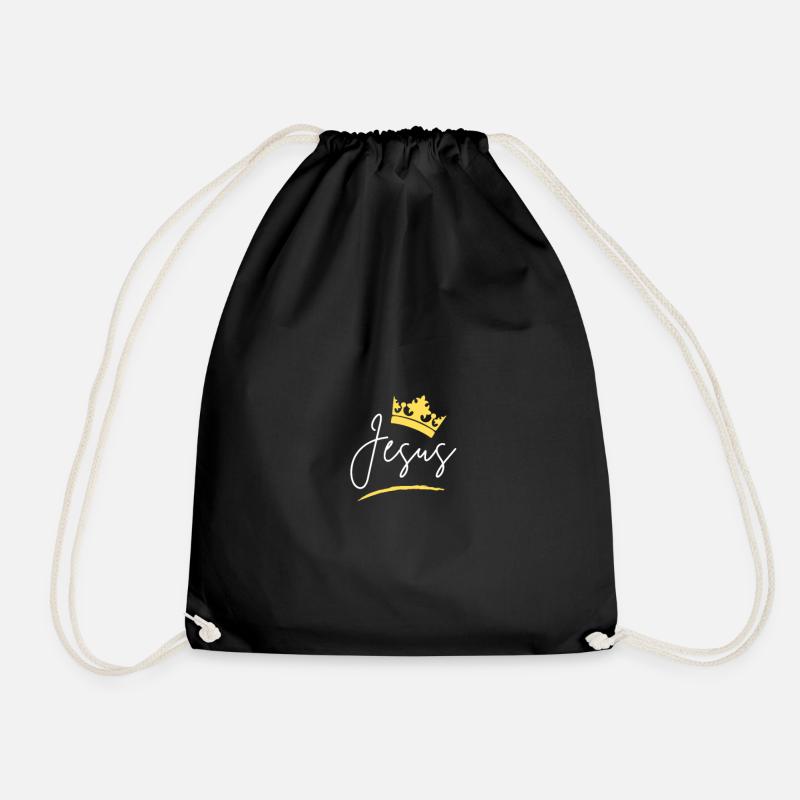Jesus Crown Script Tee - Drawstring Bag - black