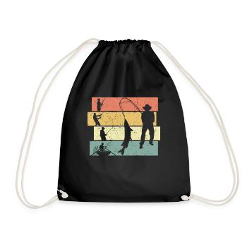 Fishing retro - Drawstring Bag - black - Front