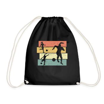 Women Soccer retro - Drawstring Bag - black - Front