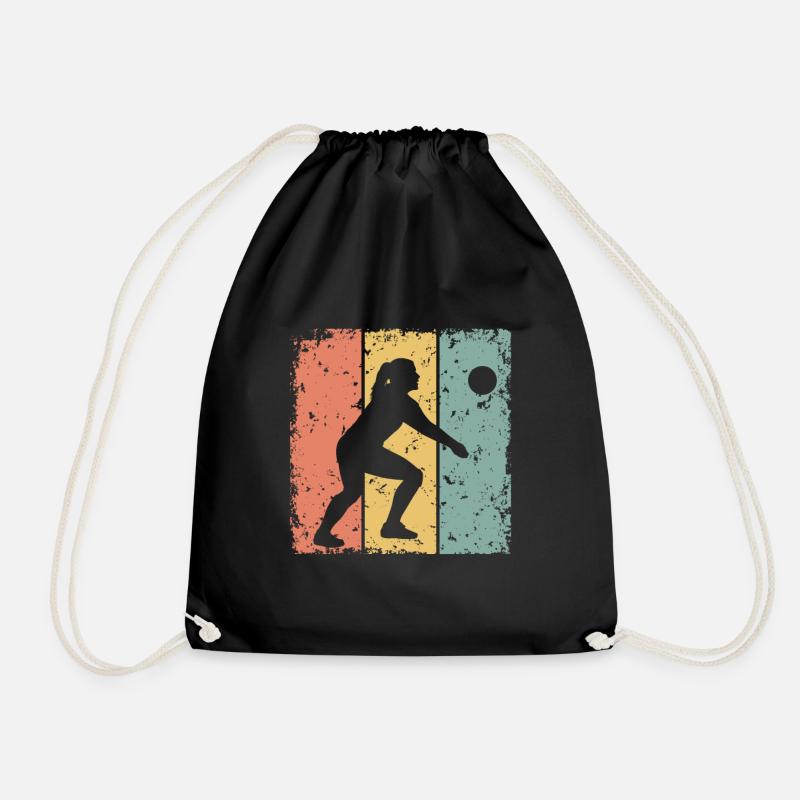 Damen Volleyball retro - Turnbeutel - Schwarz