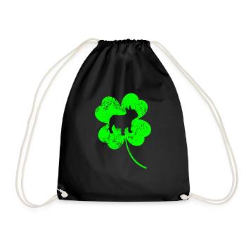 Bouledogue français Saint-Patrick Trèfle - Sac de sport léger - noir - Devant