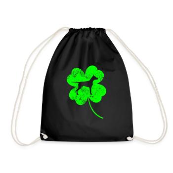 Dobermann St.Patrick's Tag Kleeblatt - Turnbeutel - Schwarz - Vorne