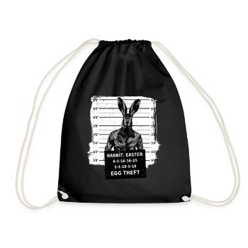 Osterhase Mugshot Polizeifoto Hase Ostern - Turnbeutel - Schwarz - Vorne