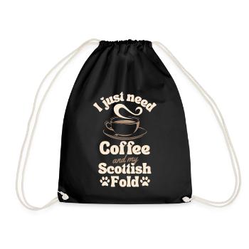 Kaffee Scottish-fold Liebhaber - Turnbeutel - Schwarz - Vorne