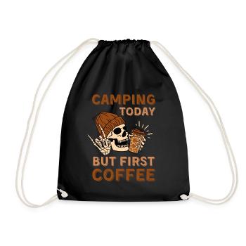 Coffee Camping skeleton - Drawstring Bag - black - Front
