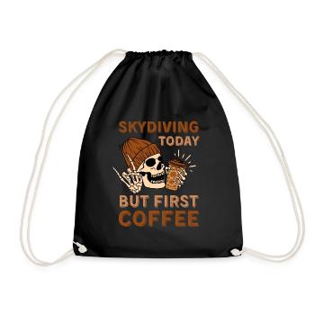 Coffee Skydiving skeleton - Drawstring Bag - black - Front