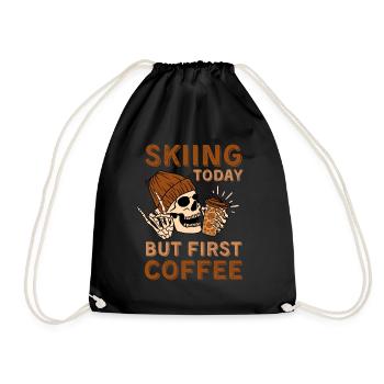 Kaffee Skifahren Skelett - Turnbeutel - Schwarz - Vorne