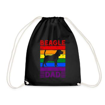 Beagle Dad LGBTQ Rainbow Flag - Drawstring Bag - black - Front