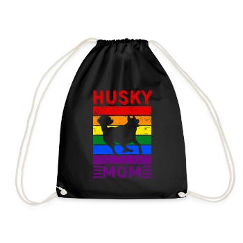 Husky Mom LGBTQ Regenbogenflagge - Turnbeutel - Schwarz - Vorne