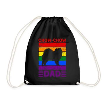 Chow-chow Dad LGBTQ Rainbow Flag - Drawstring Bag - black - Front