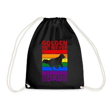 Golden-retriever Dad LGBTQ Rainbow Flag - Drawstring Bag - black - Front
