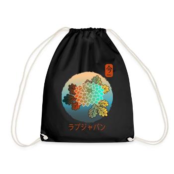 Vintage Floral japanische Chrysantheme jetzt Kanji - Turnbeutel - Schwarz - Vorne