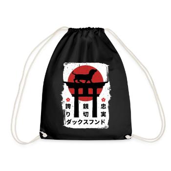 Dackelhund Japan Kanji - Turnbeutel - Schwarz - Vorne