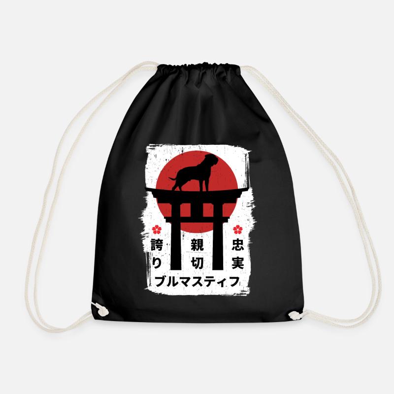 Bullmastiff dog Japan kanji - Drawstring Bag - black