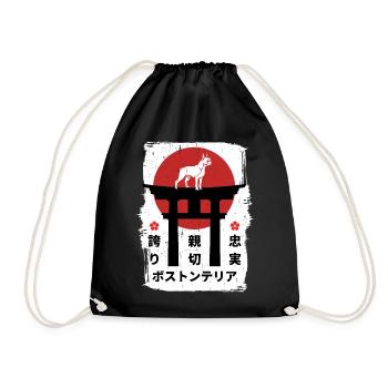 Boston-terrier chien Japon kanji - Sac de sport léger - noir - Devant