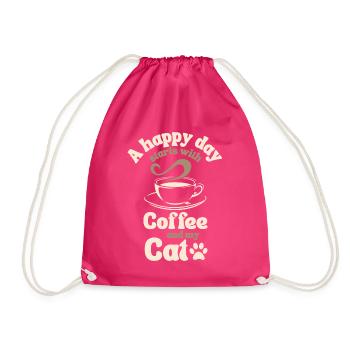 Kaffeekatzenliebhaber - Turnbeutel - Fuchsia - Vorne