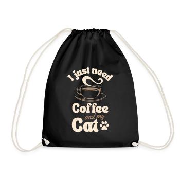 Coffee Cat lover - Drawstring Bag - black - Front