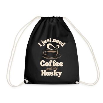 Coffee Husky lover - Drawstring Bag - black - Front