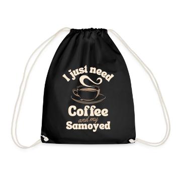 Coffee Samoyed lover - Drawstring Bag - black - Front