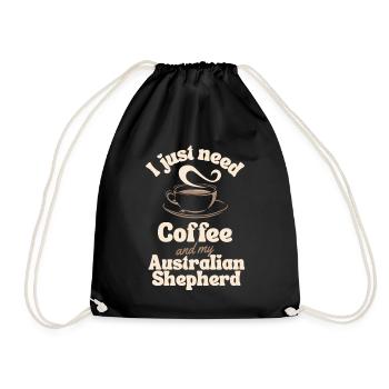 Coffee Australian-shepherd lover - Drawstring Bag - black - Front