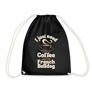 Coffee French-bulldog lover - Drawstring Bag - black - Front