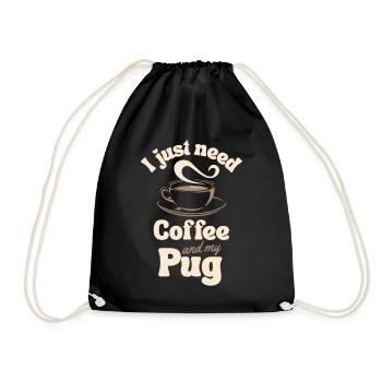 Amateur de carlin au café - Sac de sport léger - noir - Devant
