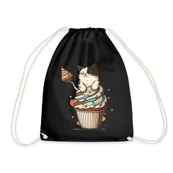 Cupcake Cat - Drawstring Bag - black - Front